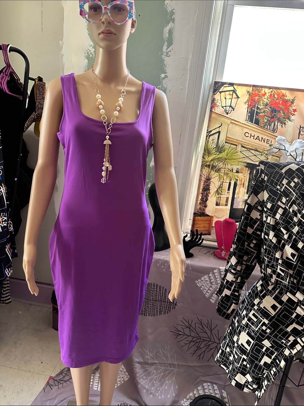 Sleeveless Purple Tank Dress she is cute